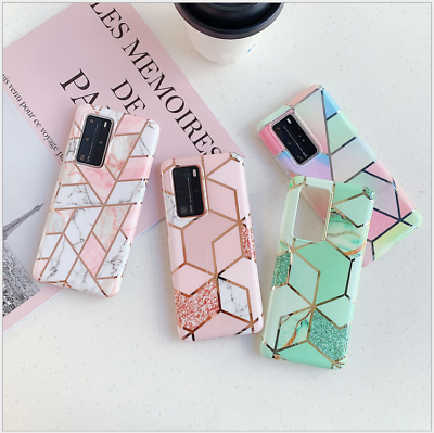#ad Geometric Marble Case for Samsung S20 A51 A71 A20e A41 A91 A70 Soft Pastel Cover GBP 3.99
