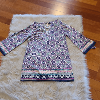 #ad Nanette Lepore blue green pink and white swim tunic cover up size small $75.00