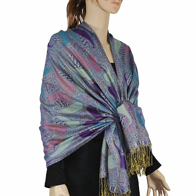 #ad Fashion Colorful Big Paisley Pashmina Scarf Shawl Wrap 18 SOLID COLORS $8.59