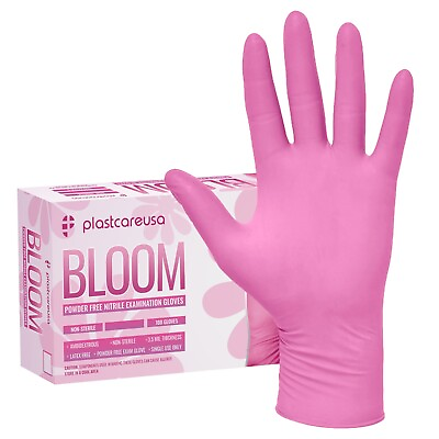 #ad 100 Large Nitrile Exam Disposable Pink Gloves Latex amp; Powder Free L $12.99
