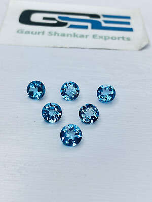 #ad Swiss Blue Topaz Faceted Round Cut Loose Gemstone 2.5x2.5 mm To 8x8 mm DG $16.04