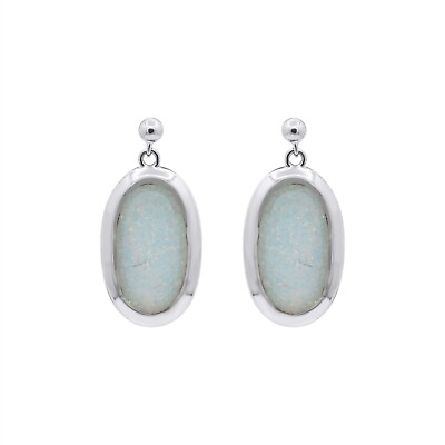 #ad Beautiful Opal Gemstone 925 Solid Sterling Silver Oval Earrings Jewelry To Gift $73.60