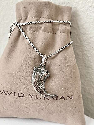 #ad David Yurman Sterling Silver Claw Pendant with 25 26quot; Box Chain Necklace for Men $300.00
