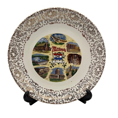 #ad Missouri State Plate The Show Me State 10quot; White Gold Souvenir Collectible $10.00