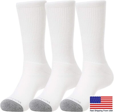 #ad 3 Pairs Crew Socks Men White Work Sports Athletic Cotton Socks Large Size 12 15 $5.99