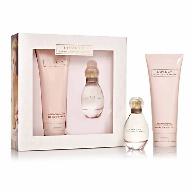 Lovely Jessica Parker 2pc Gift Set 3.4oz Perfume Body Lotion 6.7oz damaged box $25.99