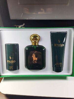 #ad Polo Gift set 4.0oz Spray Vaporisateur 3.4 oz After Shave Balm 2.6oz Deodorant $169.99