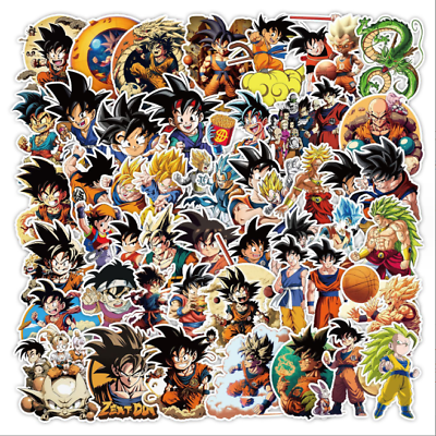 #ad 50 Pcs Stickers Dragon Ball Z Anime Super Saiyan Phone Luggage Skateboard Vinyl $6.95