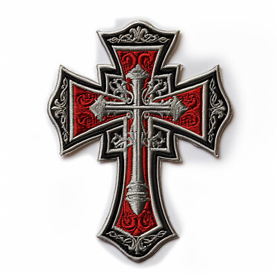 #ad Knight Templar Patch Iron on Applique Christian Badge Cross Crusader Medieval $5.88