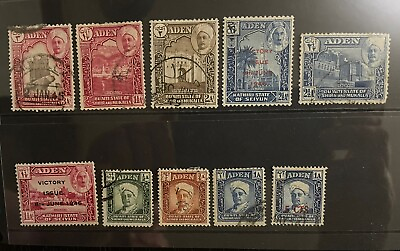#ad A Vintage Set Of British Aden Stamps 1940s Used Hinged Desirable $19.99