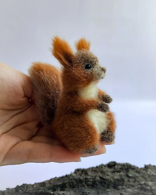 #ad Needle felted Squirrel Felting Wool Gift Dollhouse Sculptures Miniatures Merino $69.00