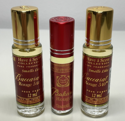 #ad 3 pc BACCARAT ROUGE 540 FRAGANCE OIL 12 ml by HAVE Á SCENT 1 pc 6 ml NEW total 3 $15.99