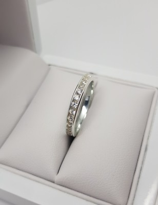 #ad White gold finish created diamond thin band full eternity gift boxed free post GBP 49.99