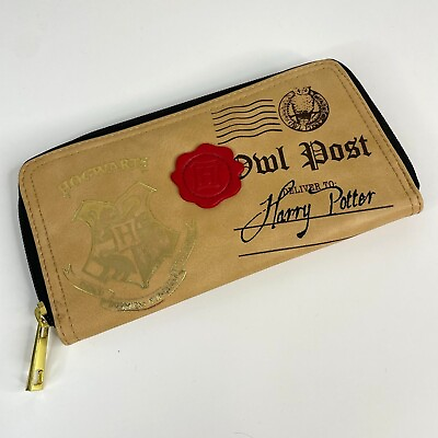#ad Harry Potter OWL POST Zip Wallet Clutch Inner Pocket Faux Leather EUC LOGO $16.06