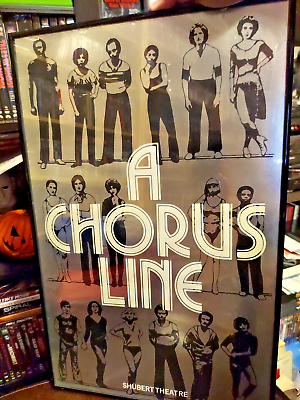 #ad A CHORUS LINE original 1977 poster window card SHUBERT THEATRE framed 14x22 $150.00