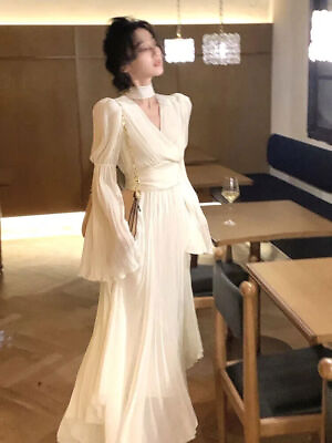 #ad Women#x27;s Elegant Ruffle Irregular Long Dress Fairy Evening One Piece Dress $51.33