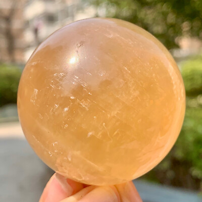 #ad 191G Natural High Quality Crystal Yellow Ice Ball Reiki Cures Craft $44.73
