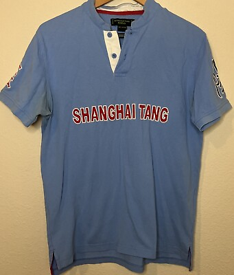 #ad Shanghai Tang Men’s Large Polo Classic Hong Kong Polo Team Shirt Blue $22.99