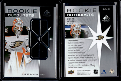 #ad 2022 23 SP Game Used Rookie Outbursts Patch #RO LD Lukas Dostal C $24.99