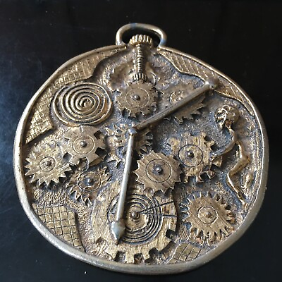 #ad Antique Brutalist Pocket Watch Gear Pendant Medal Medallion Steampunk Art FOB $154.99