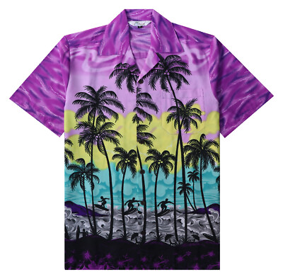 #ad Alvish Mens Short Sleeve Hawaiian Shirt Button Down Casual Tropical Print Shirt $10.99