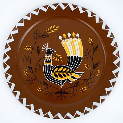 #ad Turkey Bird 18quot; TIN SERVING TRAY Thanksgiving vintage style design NEW $32.99