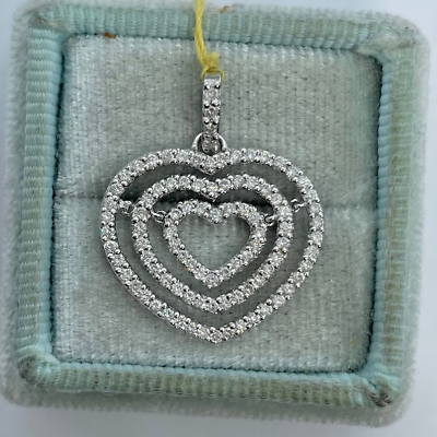 #ad 2.30Ct Round Cut Real Moissanite Heart Women#x27;s Pendant 14K White Gold Plated $136.15