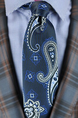 #ad Lord R Colton Masterworks Tie Ankara Dark Seas Blue Paisley Silk Necktie New $59.99