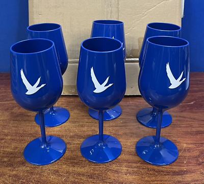 #ad 6 Grey Goose Wine Glasses Set of Plastic Blue $44.95
