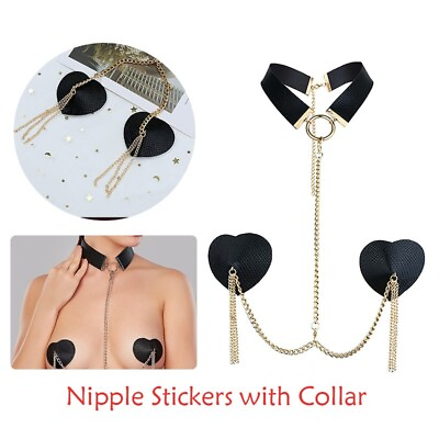 #ad Womens Chain Metal Nipple Sexy Stickers Stage Halter Gift Body Adhesive Toys GBP 11.95