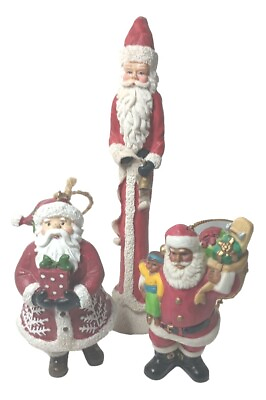 #ad 3 Santa Christmas Figurines Collectibles $30.99