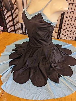 #ad Adult Medium Blue Black Sequined Dance Costume Dress lyrical Fairy Halloween $29.95