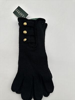 #ad Lauren Ralph Women#x27;s Wool Viscose Gloves Black Great Condition One Size $45.00