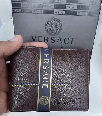 #ad VERSACE Stylish Unique Men#x27;s Genuine Leather Bifold Wallet For Men#x27;s Brown $54.40