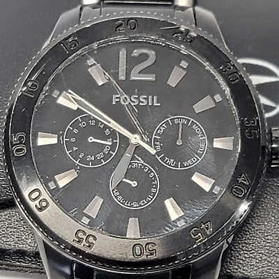 #ad FOSSIL Mens BQ1713 #x27;Wyatt#x27; Multifunction Stainless Steel 44mm Watch READ $19.95