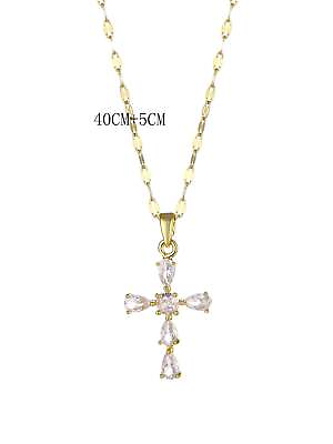 #ad Rhinestone Cross Necklace Dainty Necklace Elegant Jewelry Creative Necklace $5.32