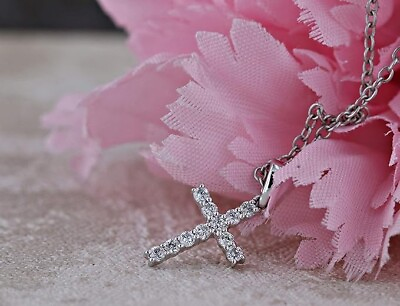 #ad Cotrisa CZ Diamond Classic Divine Cross of Jesus Pendant in 925 Silver For Women $109.99