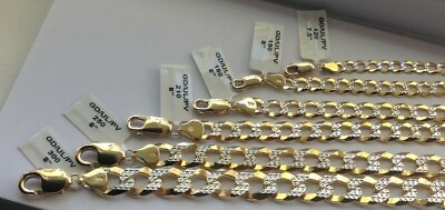 #ad 14K Solid Yellow Gold Diamond Cut Cuban Link Bracelet Men#x27;s Women#x27;s 4.5mm 11mm $465.49
