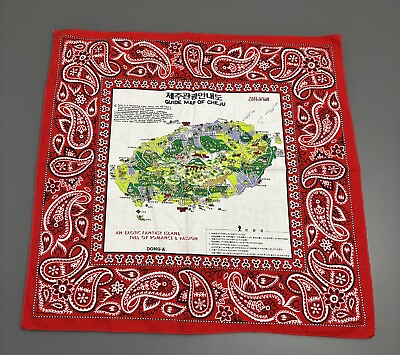 #ad Cheju Jeju Map South Korea Souvenir Bandana Scarf Tourist Gift Original $24.99