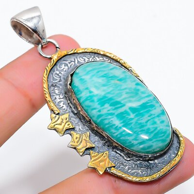#ad Amazonite Gemstone 925 Sterling Silver Jewelry Pendant 2.56quot; $7.84