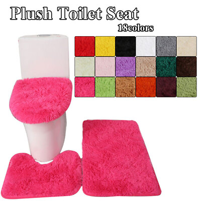 #ad 3Pcs Bathroom Mat Set Floor Rugs Embossing Cushion Toilet Seat Cover Bath $14.45