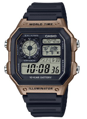#ad Casio AE1200WH 5AV World Time Watch Chronograph 5 Alarms 10 Year Battery $24.75