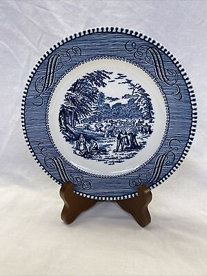 #ad VTG Royal China Blue CURRIER and IVES Bread Plate 6 1 2” $4.99