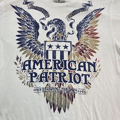 #ad Defender Gear American Patriot Mens T Shirt White Large USA Graphics $3.19