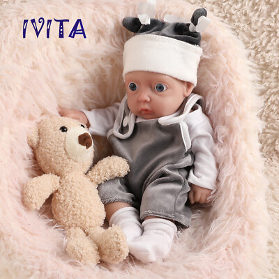 #ad 11 inch Mini Silicone Reborn Dolls Newborn Baby BOY IVITA Kids Xmas Gift Doll $38.50
