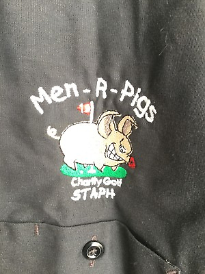 Men R Pigs Shirt Golf Charity Funny Staph Button Grey Gift Joke Coller Sz XL $29.00