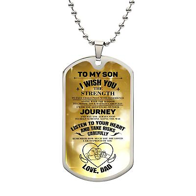 #ad Son Dog Tag Sending Gift To My Son From Dad Dog Tag Chain Necklace Engraving $35.90