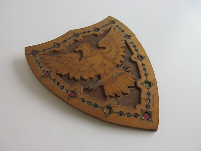 #ad Unknown Shield Art Wood Burning plaque VERMONT CIVIL WAR Vet gift antique $60.00