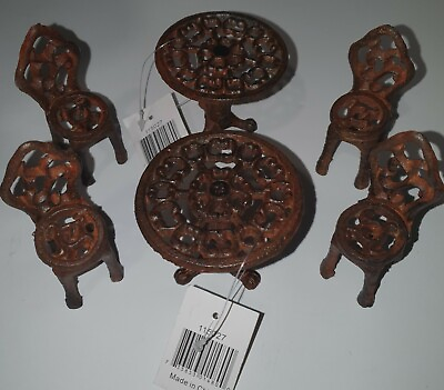#ad Small Oil Rust 1 Table amp; 2 Chairs Ornaments 115025 2 Sets $27.99