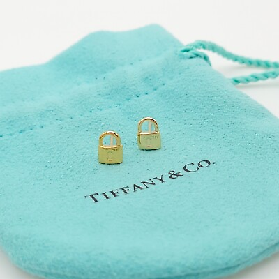 #ad Tiffany amp; Co. 18k Yellow Gold Love Letters Charm Lock Earring NO Push Back $310.00